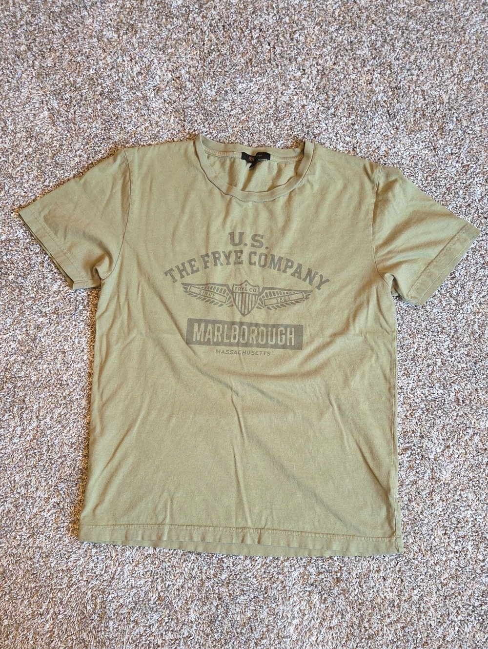 FRYE 100% Cotton Olive Green Marlborough Graphic Tee